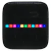 A black square Bluetooth speaker with a horizontal line of colorful LED lights. Voir les images du produit