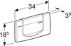 Technical drawing with dimensions of a toilet flush plate. Náhľad obrázku produktu