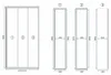 Diagrams showing the dimensions of a shower door system. Anteprima dell’immagine prodotto