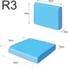 Diagrams showing dimensions of two blue cushions, one rectangular and one square, with measurements indicated. Produktbild-Vorschau