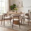 6er Set Esszimmerstuhl Stoff Beige - Beine Dunkle Produktbild-Vorschau 3