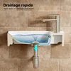 A diagram showing water draining from a sink basin into a pipe, illustrating rapid drainage. Produktbild-Vorschau