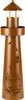 A brown lighthouse-shaped decorative lantern with cutouts of ships and birds. Produktbild-Vorschau