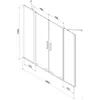 Technical drawing of a shower screen with dimensions. Produktbild-Vorschau