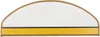 A single, semi-circular carpet stair tread with a textured surface and a brown border. It has a yellow stripe and a black stripe near the bottom edge. Voir les images du produit