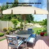 A patio set with a large umbrella in a backyard garden setting. Voir les images du produit
