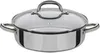 A stainless steel pot with a glass lid and handles, shown from a front-facing angle on a white background. Produktbild-Vorschau