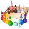 Montessori-Holzspielzeug Kleine Steckpuppen mit Hüten und Produktbild-Vorschau 1
