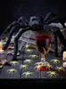 Ragno peloso gigante decorazione di Halloween nero-rosso 50 Anteprima dell’immagine prodotto 2