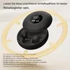 A pair of black wireless earbuds in an open charging case, displayed within a translucent yellow ring. Produktbild-Vorschau