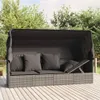 vidaXL Lit lounge d'extérieur avec toit et coussins Gris Voir les images du produit 2
