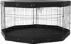 A black hexagonal dog playpen with a cover. Produktbild-Vorschau