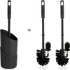 A set of black toilet brushes and their holder, along with two additional replacement brush heads, displayed against a white background. Anteprima dell’immagine prodotto