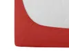 A close-up view of a red fitted sheet corner. Produktbild-Vorschau