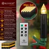 A product image showcasing Christmas tree candles with a remote control and batteries, set against a festive background. Produktbild-Vorschau