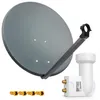 PremiumX SAT Anlage 80cm Antenne Anthrazit Twin LNB weiß 4x Produktbild-Vorschau 1