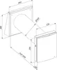 A technical drawing with dimensions of a ventilation unit. Produktbild-Vorschau