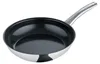 A stainless steel frying pan with a black non-stick interior and a silver handle is shown against a white background. Produktbild-Vorschau