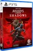 The image shows the front cover of the Assassin's Creed Shadows PS5 game case. It features two characters in combat against a red, misty background with a traditional Japanese gate structure. Produktbild-Vorschau