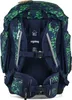 The back view of a blue and green patterned backpack. Voir les images du produit