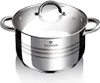 A stainless steel pot with a glass lid and silver handles, shown on a white background. Náhled obrázku produktu