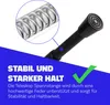 A close-up of a telescopic tension rod with a spring mechanism, overlaid with marketing text and a checkmark. Anteprima dell’immagine prodotto