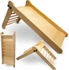 A wooden children's slide with a ladder, shown in multiple configurations. Podgląd zdjęcia produktu
