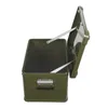 An open green storage box with silver metal accents and straps, shown against a white background. Podgląd zdjęcia produktu