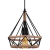 A pendant light with a geometric design made of black metal and rope, featuring a visible Edison-style bulb. Náhľad obrázku produktu