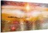 Italienischer Leinwand Leinwandbild - Orange Sea 150x50 cm Produktbild-Vorschau 1
