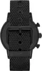 A close-up, top-down view of the back of a black Emporio Armani watch. Anteprima dell’immagine prodotto