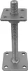 A metal post support with a threaded rod and two square plates with holes. Produktbild-Vorschau
