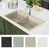 vidaXL Granitspüle Doppelbecken Beige Produktbild-Vorschau 3