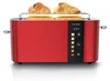 A red Arendo toaster with two croissants on top and two slices of bread inside. Produktbild-Vorschau