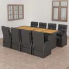 vidaXL 9-tlg. Garten-Essgruppe mit Kissen Poly Rattan Grau Produktbild-Vorschau 11
