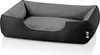 A black and gray dog bed is shown against a white background. Produktbild-Vorschau