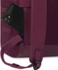 A close-up view of a dark red backpack, showing a smartphone tucked into a zippered pocket. Anteprima dell’immagine prodotto
