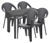 Bistrogarnitur 5-teilig Bistrotisch Gartentisch Kunststoff Eckig 100x70cm H72cm + 4 Stapelstühle Kunststoff Anthrazit Produktbild-Vorschau