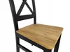 A close-up view of a black wooden chair with a wooden seat. Náhled obrázku produktu