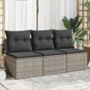 vidaXL Canapé de jardin 3 places avec coussins Gris Poly Voir les images du produit 2