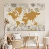MuchoWow® Poster Weltkarte - Gold - Blumen 180x120 cm - Produktbild-Vorschau 7