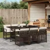 vidaXL 7-tlg. Garten-Essgruppe mit Kissen Braun Poly Rattan Produktbild-Vorschau 2