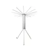 A silver, collapsible clothes drying rack with multiple arms. Produktbild-Vorschau