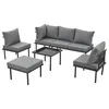 A set of outdoor furniture including a sofa, two chairs, an ottoman, and a coffee table, arranged on a white background. Anteprima dell’immagine prodotto