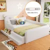 A child's bed with a bear-themed headboard, storage drawers, and steps, set in a bedroom with a window view of a garden. Anteprima dell’immagine prodotto