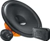 A car speaker system, including a woofer, a tweeter, and a crossover, is displayed against a white background. Produktbild-Vorschau