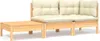 vidaXL 3-tlg. Garten-Lounge-Set mit Kissen in Creme Produktbild-Vorschau 2
