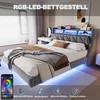 A bedroom with a bed featuring LED lighting. Produktbild-Vorschau