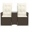 vidaXL Gartensofa 2-Sitzer Verstellbar mit Tisch Braun Poly Produktbild-Vorschau 4