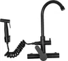 A black faucet with a sprayer attachment, shown against a white background. Podgląd zdjęcia produktu